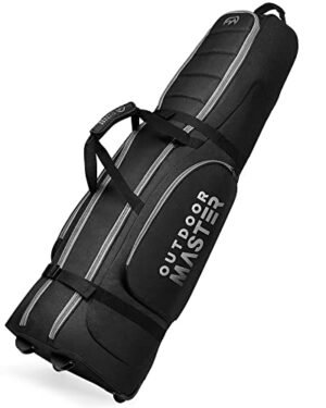 OutdoorMaster Padded Golf Travel Bag with Reinforced Wheels, 900D Heavy Duty Oxford Wear-Resistant and Waterproof Golf Travel Case, Soft-Sided Golf Club Bag, Shoes and Accessories Compartment, Black