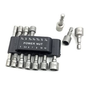 PANOVO (14pcs) Quick Change Power Nut Driver Bit Set Steel Metric Socket Wrench Set 1/4'' Hex Nut Driver Drill Bits for Quick Change Chuck Adapter, Electric Hand Drill, Screwdriver
