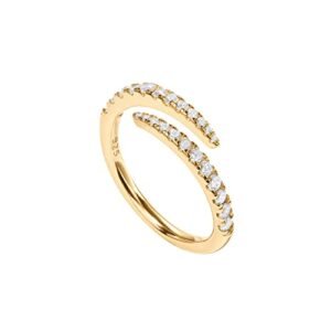 PAVOI 14K Gold Plated Cubic Zirconia Open Twist Eternity Band Yellow Gold for Women Size 9