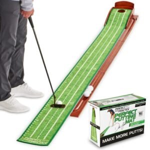 PERFECT PRACTICE Putting Green - Indoor Golf Putting Mat with 1 Hole Training for Mini Games & Practicing at Home or in The Office - Gifts for Golfers - Compact Edition﻿