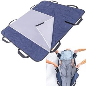 Perfitel - Patient Aid Positioning Bed Pad Hospital Sheets for The Bedridden Elderly Disabled with Reusable Washable Waterproof Slide Sheet (48 x 38.6 inches, Blue)