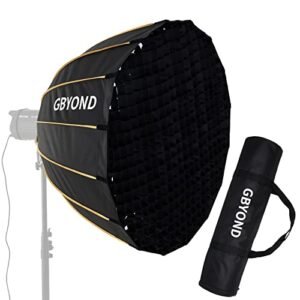 Photography Parabolic Softbox Collapsible Portable Fast Installation for Led Video Lighting with Bowens Mount, Diffuser, and Fabric Grille, GBYOND(35inch/90cm)