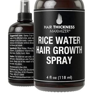 Rice Water Hair Growth Spray. Vegan Hair Thickening Moisturizing, Hydrating Volumizer Sprays For Men, Women with Vitamin B, C, Aloe Vera. Leave in Fermented Mist For Dry, Frizzy, Weak Hair. Unscented