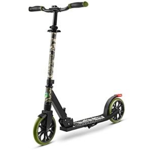 SereneLife Foldable Kick Scooter - Stand Kick Scooter for Teens and Adults with Rubber Grip at Tip, Alloy Deck, Adjustable T-Bar Handlebar Height, Smooth Gliding Wheels, Easy Maneuvering (Camo)