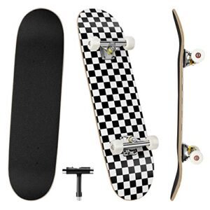 Skateboards, 31'' x 8'' Complete Standard Skateboards for Beginners with 7 Layers Canadian Maple, Double Kick Concave Skateboards for Kids Youth Teens Man and Women