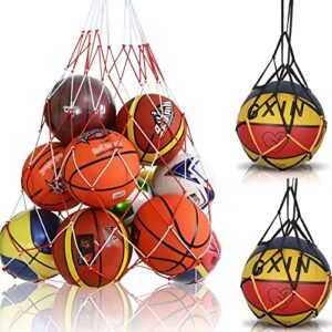 Skyouths Ball Storage, 3Pcs Ball Bag Net, 1 Large Mesh Net Bag For 15 Balls, 2 Small Mesh Drawstring Bag For Single Ball, Durable Gym Sports Equipment Bag For Basketball, Football, Soccer, Volleyball.