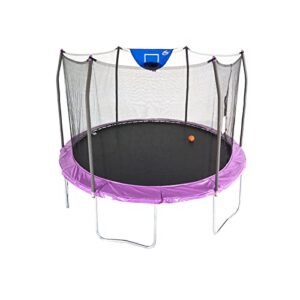 Skywalker Trampolines 12-Foot Jump N’ Dunk Trampoline with Enclosure Net - Basketball Trampoline, Purple