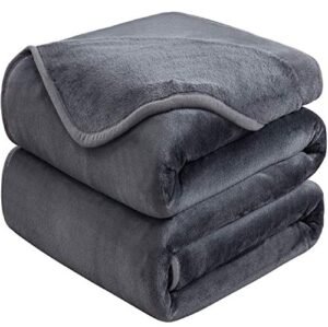 Soft Queen Size Blanket for Fall Winter Spring All Season Warm Fuzzy Microplush Lightweight Thermal Fleece Summer Autumn Blankets for Couch Bed Sofa,90x90 Inches,Dark Gray