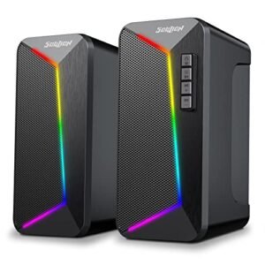 SOULION R40 Computer Speakers, USB Powered Surround Sound PC Speakers for Desktop, 6 Lighting Modes RGB LED Speakers with 4-Button Control for Desktop, Laptop