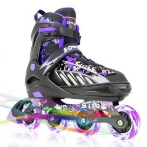 Sowume Adjustable Inline Skates for Girls and Boys, Roller Blades Skates with All Light Up Wheels, Patines para Mujer for Kids and Adults, Men and Women
