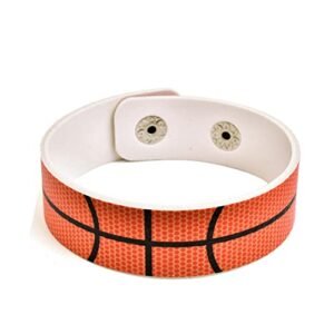Sports Fan Leather Football Soccer Baseball Basketball Printed Wraps Bracelets Sports Lover Bracelets for Women Girls Men Boys Best Gift Presents for Birthday Christmas New Year Valentine's Day-Basketball