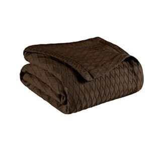 SUPERIOR Full/Queen Blanket 100% Cotton, for All Season, Diamond Design, Chocolate