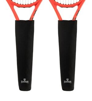 Thorza Tennis Racket Grip Cover (Set of 2), Black, Removable Protective Handle Wrap for Storage and Bag Transport, Universal Racket Accessory for Active Players