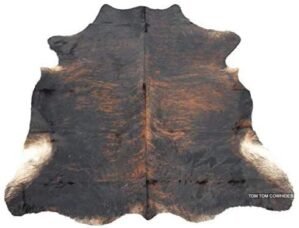 Tomtom Cowhides Brindle Dark Cowhide Rug 100% Natural Leather Rugs 7' x '6