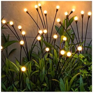 TONULAX Solar Garden Lights - Solar Swaying Light, Sway by Wind, Solar Outdoor Lights,Solar Garden Decorative Lights Yard Patio Pathway Decoration, Warm White (2 Pack)