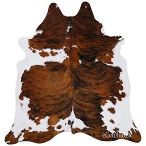 Tricolor Brazilian Cowhide Area Rug, Cowskin Leather Hide for Home Living Room Size XL Approximately 7 to 8 feet Long x 6 to 7 feet Wide (XL) by Pergamino