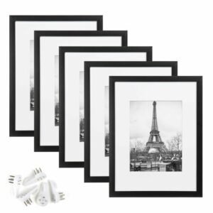 upsimples 9x12 Picture Frame Set of 5,Display Pictures 6x8 with Mat or 9x12 W...