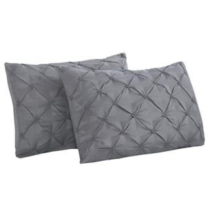 Vaulia Lightweight Soft Microfiber Pillow Shams, Well Crafted Pinch Pleat, King Size (20x36) Grey Color Set of 2