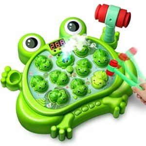 Whack A Frog Game,Toys for 2 Year Old Boys and Toddlers,5 Modes,45 Levels,with 9 Music Spray and Light-up,Baby Early Learning Developmental Interactive Toys Birthday Gifts for Ages 2,3,4+Year Old Boys