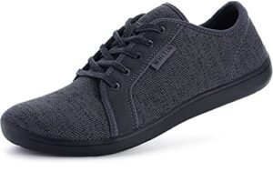 WHITIN Men's Fashion Barefoot Knit Sneakers Wide Width Toe Box Arch Support Zero Drop Sole Size 7 Minimus Casual Minimalist correr para Hombre Zapatillas Fashion Shoes Dark Grey 40