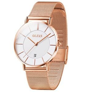 Womens White Face Watches Rose Gold Watches for Women Waterproof Women's Minimalist Watches Mesh Bracelet Ladies Watches for Small Wrists Inexpensive Women Fashion Watches relojes para Mujer