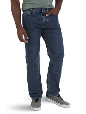 Wrangler Authentics mens Comfort Flex Waist Relaxed Fit Jeans, Dark Stonewash, 48W x 30L US