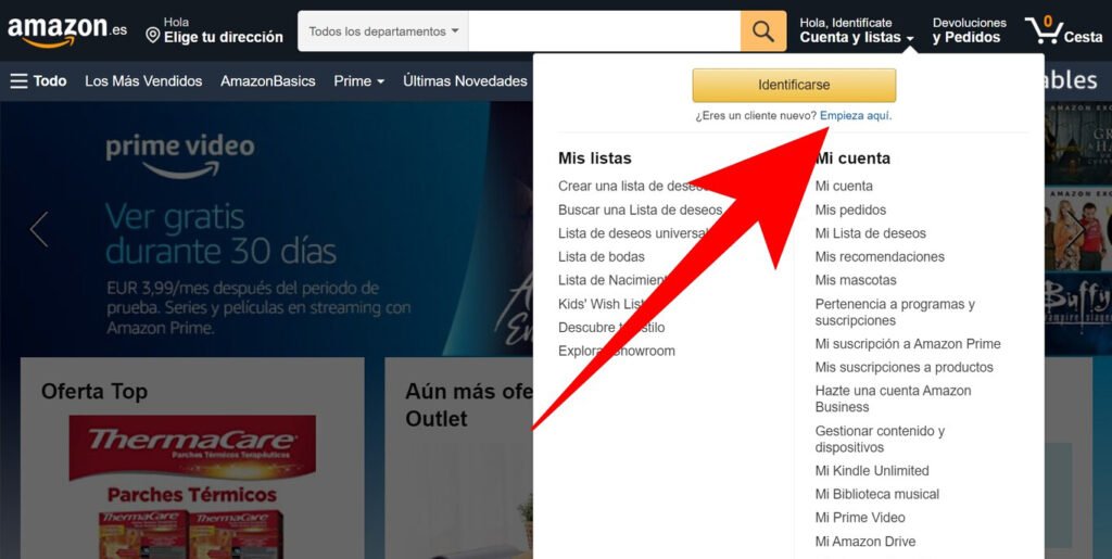 Como comprar en Amazon de Perú - Identificarse