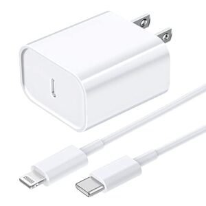 [Apple MFi Certified] iPhone Fast Charger, Veetone 20W PD Type C Power Wall Charger Travel Plug with 6FT USB C to Lightning Quick Charging Sync Cord Compatible for iPhone 14/13/12/11/XS/XR/X 8/SE/iPad