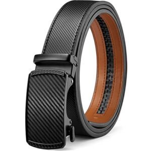 BOSTANTEN Mens Belt Leather Ratchet Dress Belt with Sliding Adjustable Buckle, Trim to Fit