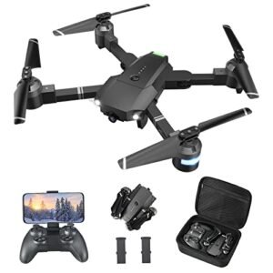 Drones with Camera for Adults - 1080P FPV Drones with Carrying Case, Long Distance Quadcopter Equipped w/2 batteries, One key Return/Emergency Stop, ATTOP Drones for Adults/Beginners, Christmas Gift