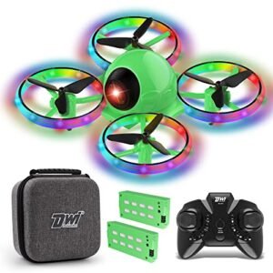 Dwi Dowellin 6.3 Inch 10 Minutes Long Flight Time Mini Drone for Kids with Blinking Light One Key Take Off Spin Crash Proof RC Nano Quadcopter Toys Drones for Beginners Boys and Girls 2 Batteries, Green