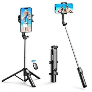 FOXOLA 37.8" Selfie Stick Tripod,Phone Tripod Stand with Wireless Remote Shutter,Extendable 3 in 1 Cell Phone Tripod,360°Rotation for iPhone, Android,Samsung,GoPro,Travel Selfies&Vlogging