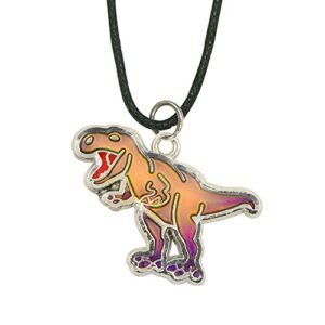 Fun Jewels Handmade T-Rex Dinosaur Pendant Color Change Mood Necklace For Boys Girls Animal Jewelry
