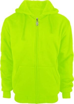 JACKETOWN Mens Heavyweight Pullover Full Zip Up Sweatshirt Sherpa Lining Warm Coat, 0652SYellow, S