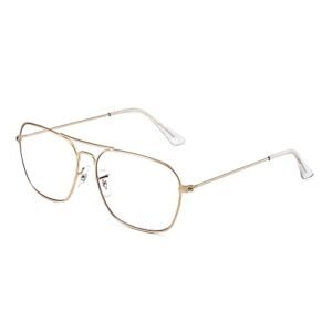 JM Aviator Computer Blue Light Blocking Glasses, Square Eye Protect Video Eyeglasses Anti Glare Men Women (Gold Frame Clear Temple Tips)