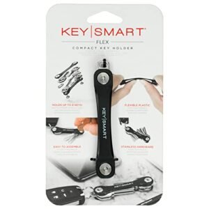 KeySmart Flex - Compact Minimalist Key Holder and Keychain Organizer, with Key Ring Attachment Loop Piece for Car Key Fob, EDC Accessories - Father's Day Gift Idea (up to 8 Keys, Black)