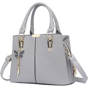 KKXIU Purses and Handbags for Women Top Handle Satchel Shoulder Ladies Crossbody Bags (F-Light Grey)