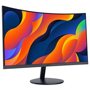 KOORUI 24-Inch Curved Computer Monitor- Full HD 1080P 75Hz Gaming Monitor 1800R LED Monitor HDMI VGA, Tilt Adjustment, Eye Care, Black 24N5C