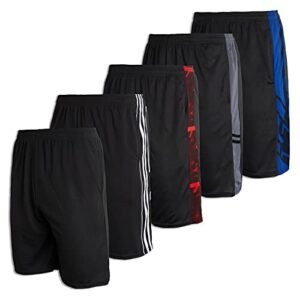Men's Mesh Active Wear Athletic Basketball Essentials Performance Gym Soccer Running Summer Fitness Quick Dry Wicking Workout Clothes Sport Shorts - Set 8-5 Pack, XXL