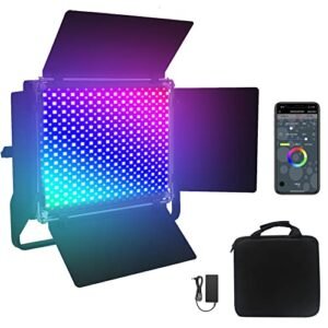 RGB LED Video Light with APP Control, Video Panel Light 360°Full Color, Dimmable 2500K-8500K CRI 95+, 43 Scene Modes, Video Lighting for YouTube Studio, Gaming, Streaming, Conference, Photography