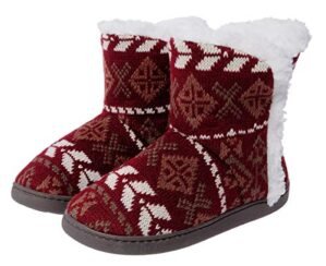 shoeslocker Slippers for Women Indoor Outdoor Cozy Memory Foam Slip on House Slippers Womens Fuzzy Slippers Red Size 5-6