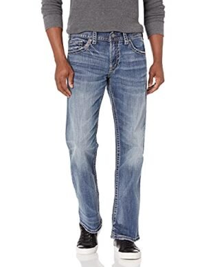 Silver Jeans Co. Mens Zac Relaxed Fit Straight Leg, Light Indigo, 38W X 32L US