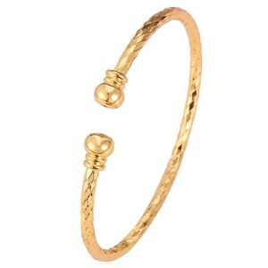 Simple Cuff Bracelet 18K Gold Platinum Plated Fine Bangle Bracelet Fashion Jewelry (18K Gold Plated)
