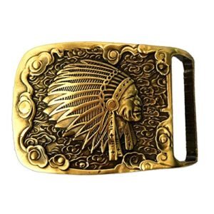 Solid Brass Mens Belt Buckle for Belt Accessories Indians Head Western Cowboy Vintage Custom Buckle