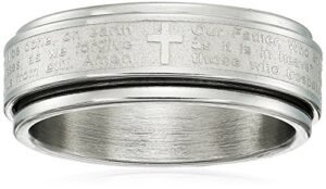 Steeltime Men's 18k Gold Plated Our Father Prayer Spinner Band Ring,Silver,10