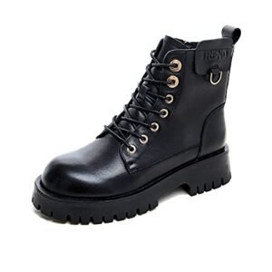 Sttiyaf Women's Fashion Lace Up Leather Ankle Boots