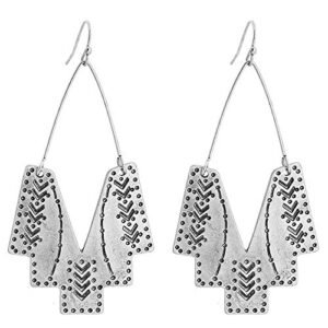 Vintage Ethnic Tribal Earrings Antique Sliver Fashion Boho Statement Hook Dangle Earrings Gifts for Women Girls