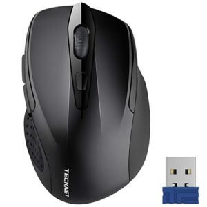 Wireless Mouse, TECKNET Pro 2.4G Ergonomic Wireless Optical Mouse with USB Nano Receiver for Laptop,PC,Computer,Chromebook,Notebook,6 Buttons,24 Months Battery Life, 2600 DPI, 5 Adjustment Levels
