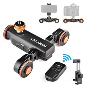 YELANGU 3-Wheels Camera Dolly Motorized,3-Speed Adjustable Camera Slider with Remote and Phone Holder. 360° Panoramic Shooting for DSLR Camera Gopro Smartphone