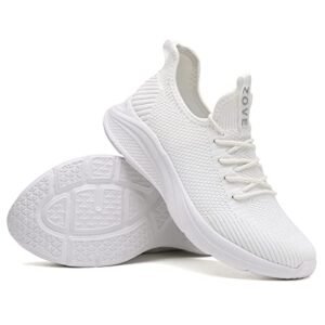 ZOVE Women's Walking Shoes Fashion Running Sports Sneakers Ultra Lightweight Comfortable Mesh-Knit Athletic Workout Tennis Shoes W111 White 43